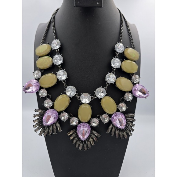 Bauble Bar Jewelry - Statement Bib Necklace Multi-Color Rhinestone & Cabochon Fashion Jewelry